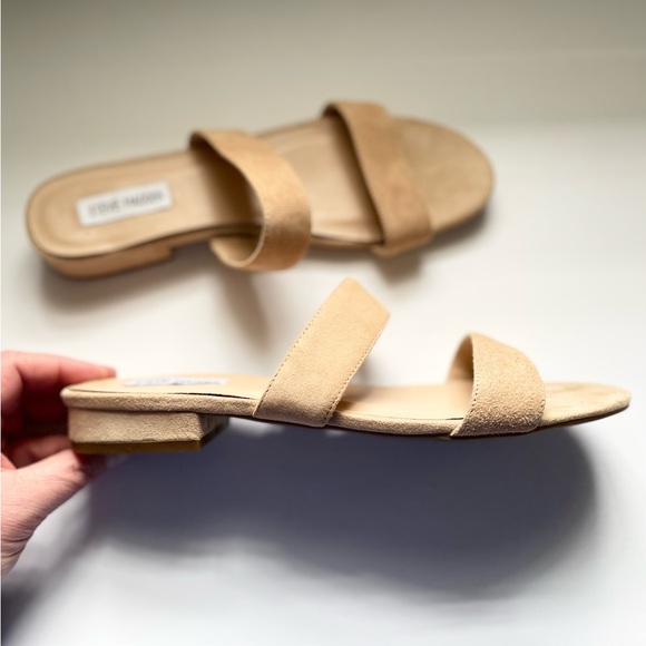 STEVE MADDEN Lacole Two Strap Beige Nude Sandals 10 - Picture 3 of 7